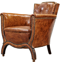 Кресло коричневое кожаное