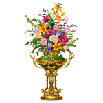 Изысканная ваза из золота и нефрита с цветами 