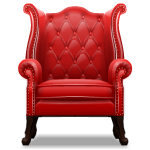 Готическое красное кожаное кресло 
